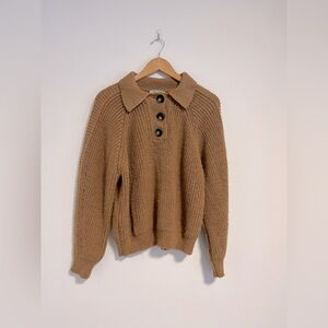 Vintage Tan Collared Button Pullover Sweater